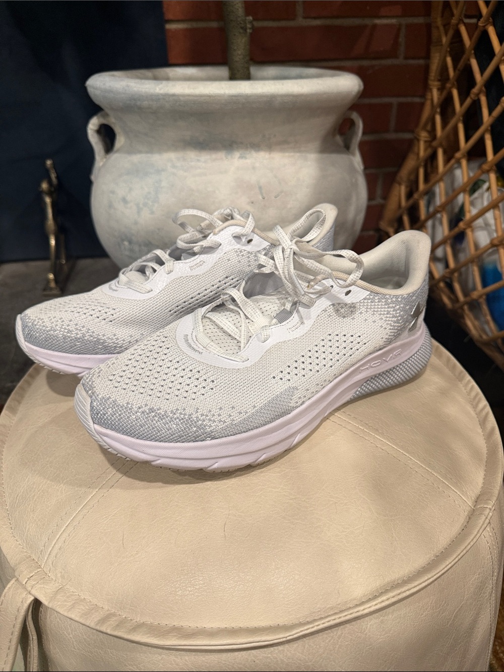 Under Armour Women's White Knit Running Shoes